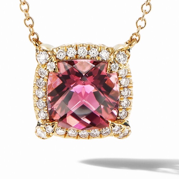 David Yurman Jewelry - David Yurman Pink Tourmaline/Diamond Bezel Chatelaine Necklace - 18K Yellow Gold
